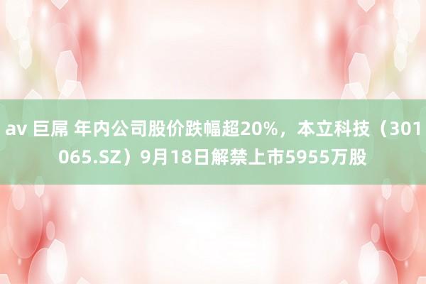 av 巨屌 年内公司股价跌幅超20%，本立科技（301065.SZ）9月18日解禁上市5955万股