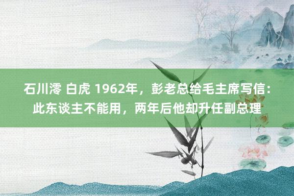 石川澪 白虎 1962年,彭老总给毛主席写信:此东谈主不能用,两年后他却升任副总理