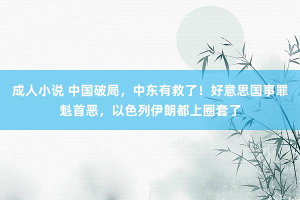 成人小说 中国破局，中东有救了！好意思国事罪魁首恶，以色列伊朗都上圈套了