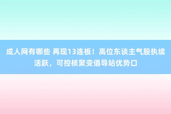 成人网有哪些 再现13连板！高位东谈主气股执续活跃，可控核聚变倡导站优势口