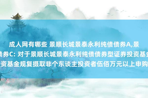 成人网有哪些 景顺长城景泰永利纯债债券A,景顺长城景泰永利纯债债券C: 对于景顺长城景泰永利纯债债券型证券投资基金规复摄取非个东谈主投资者伍佰万元以上申购及调度转入业务的公告