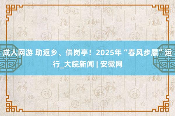 成人网游 助返乡、供岗亭！2025年“春风步履”运行_大皖新闻 | 安徽网