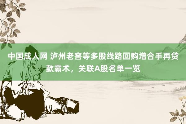 中国成人网 泸州老窖等多股线路回购增合手再贷款霸术，关联A股名单一览