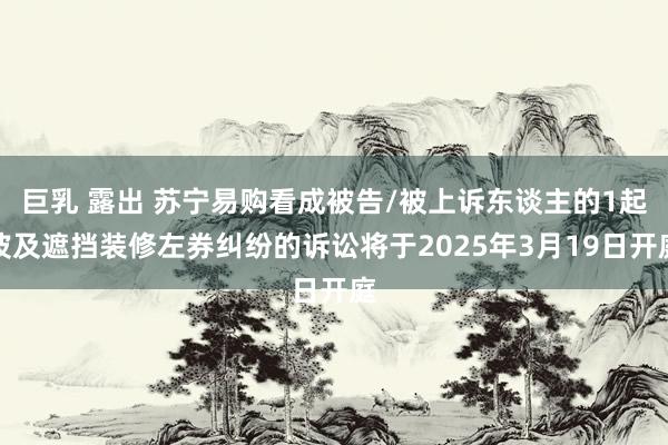 巨乳 露出 苏宁易购看成被告/被上诉东谈主的1起波及遮挡装修左券纠纷的诉讼将于2025年3月19日开庭
