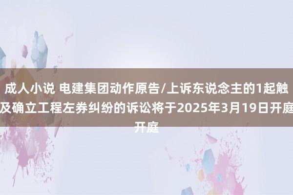 成人小说 电建集团动作原告/上诉东说念主的1起触及确立工程左券纠纷的诉讼将于2025年3月19日开庭