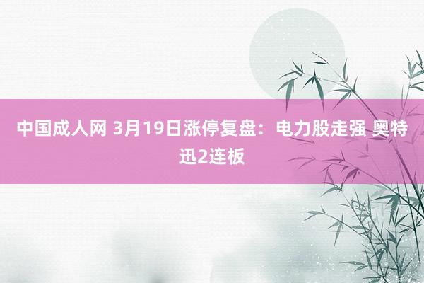 中国成人网 3月19日涨停复盘:电力股走强 奥特迅2连板