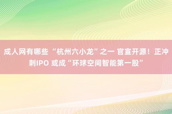成人网有哪些 “杭州六小龙”之一 官宣开源！正冲刺IPO 或成“环球空间智能第一股”