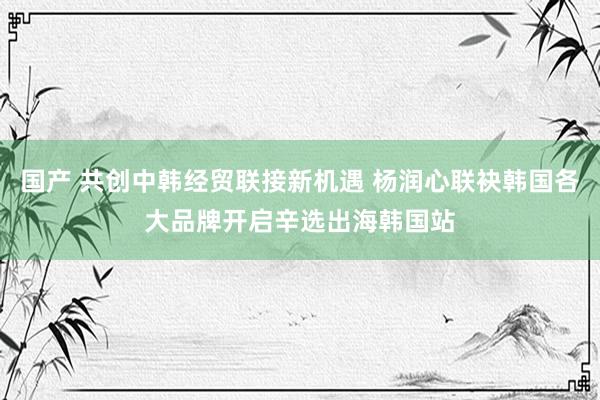国产 共创中韩经贸联接新机遇 杨润心联袂韩国各大品牌开启辛选出海韩国站