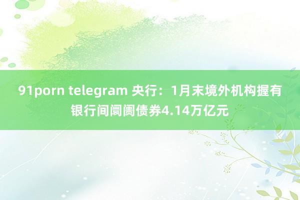 91porn telegram 央行：1月末境外机构握有银行间阛阓债券4.14万亿元
