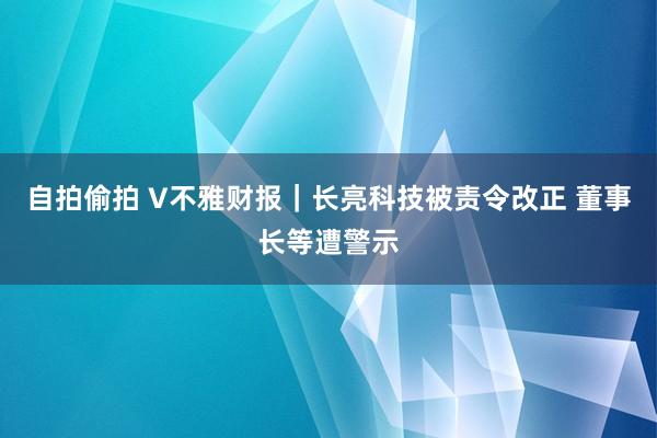 自拍偷拍 V不雅财报｜长亮科技被责令改正 董事长等遭警示