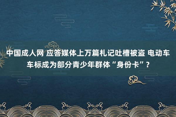 中国成人网 应答媒体上万篇札记吐槽被盗 电动车车标成为部分青少年群体“身份卡”？