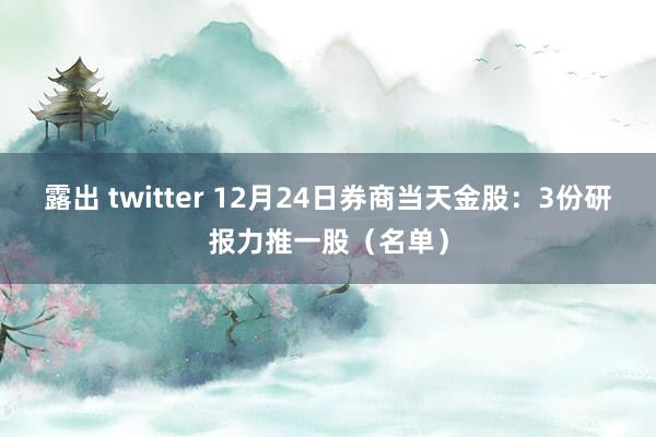 露出 twitter 12月24日券商当天金股：3份研报力推一股（名单）