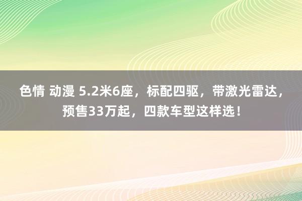 色情 动漫 5.2米6座，标配四驱，带激光雷达，预售33万起，四款车型这样选！