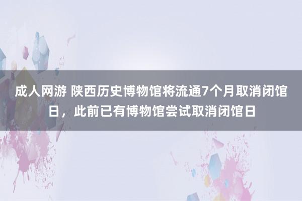 成人网游 陕西历史博物馆将流通7个月取消闭馆日，此前已有博物馆尝试取消闭馆日
