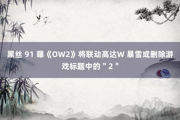 黑丝 91 曝《OW2》将联动高达W 暴雪或删除游戏标题中的＂2＂