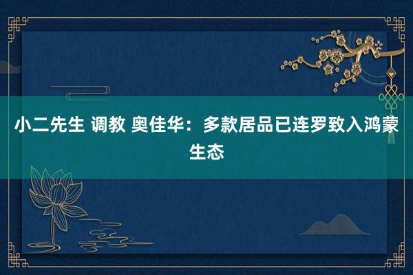 小二先生 调教 奥佳华：多款居品已连罗致入鸿蒙生态