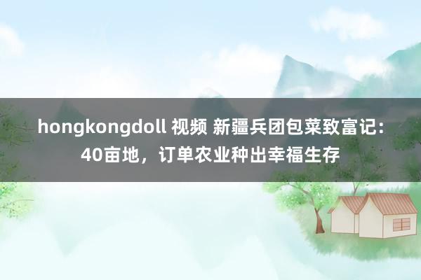 hongkongdoll 视频 新疆兵团包菜致富记：40亩地，订单农业种出幸福生存