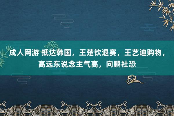成人网游 抵达韩国，王楚钦退赛，王艺迪购物，高远东说念主气高，向鹏社恐