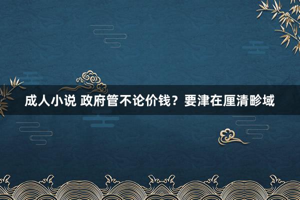 成人小说 政府管不论价钱？要津在厘清畛域