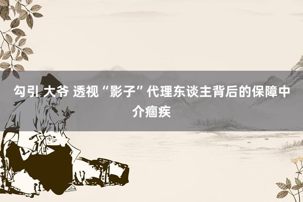 勾引 大爷 透视“影子”代理东谈主背后的保障中介痼疾