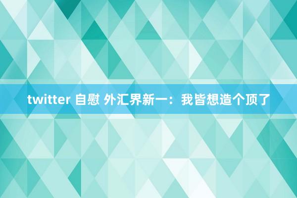 twitter 自慰 外汇界新一：我皆想造个顶了