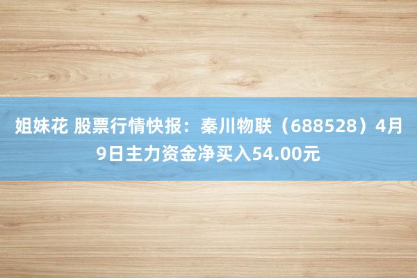 姐妹花 股票行情快报：秦川物联（688528）4月9日主力资金净买入54.00元