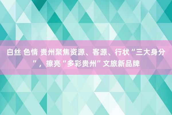 白丝 色情 贵州聚焦资源、客源、行状“三大身分”，擦亮“多彩贵州”文旅新品牌