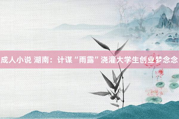 成人小说 湖南：计谋“雨露”浇灌大学生创业梦念念