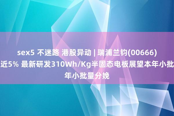 sex5 不迷路 港股异动 | 瑞浦兰钧(00666)盘中涨近5% 最新研发310Wh/Kg半固态电板展望本年小批量分娩