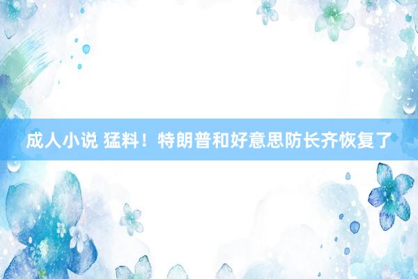 成人小说 猛料！特朗普和好意思防长齐恢复了
