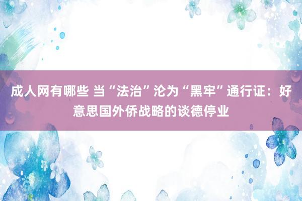 成人网有哪些 当“法治”沦为“黑牢”通行证：好意思国外侨战略的谈德停业